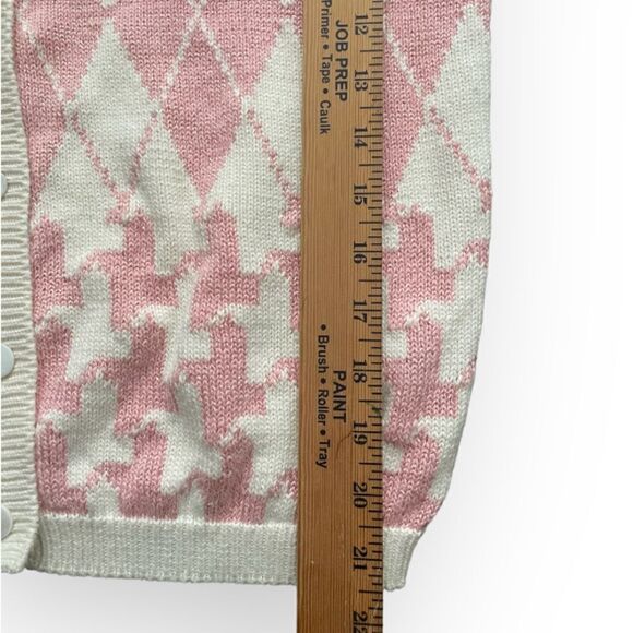 Marisa Christina classics Argyle houndstooth pattern cardigan size M 377 - Picture 4 of 5